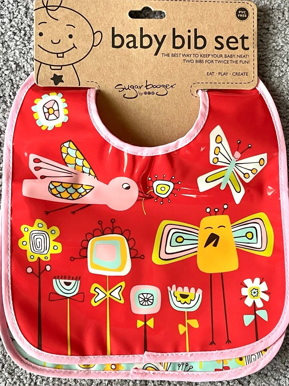 SugarBooger Red Baby Bib Set